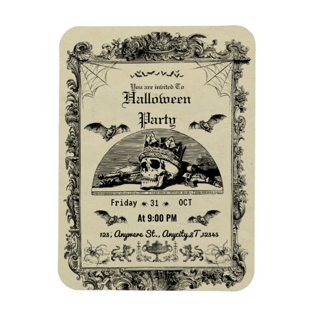 Vintage Gothic Halloween Party Invitation Magnet (Vertical)
