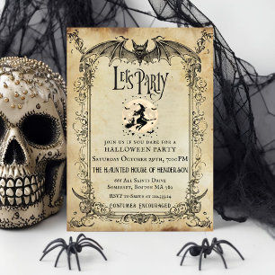 Vintage Gothic Halloween Party Invitation   Witch 
