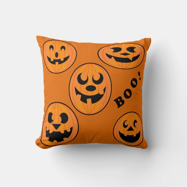 Vintage Gothic Halloween Pumpkins Cushion (Front)