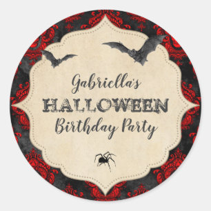 Vintage Gothic Halloween Spider Birthday Classic Round Sticker