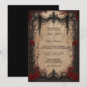 Vintage Gothic Halloween Wedding Invitation