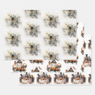Vintage Gothic Halloween Wrapping Paper Sheet
