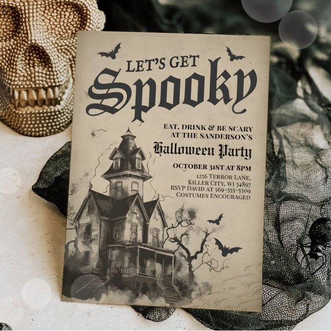 Vintage Gothic Haunted House Halloween Adult Party Invitation (Creator Uploaded)