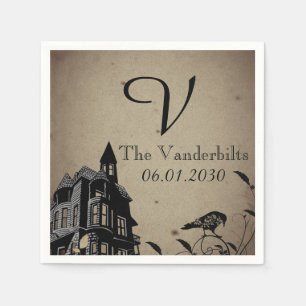 Vintage Gothic House Monogram Wedding Napkin