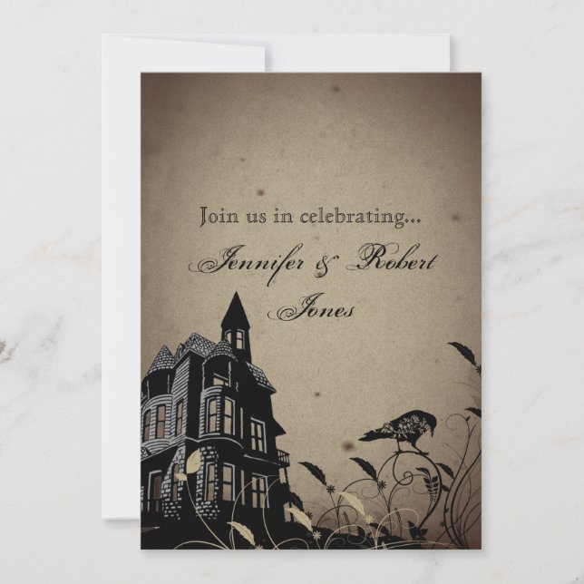 Vintage Gothic House Wedding Anniversary Invitation (Front)
