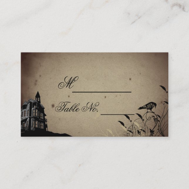 Vintage Gothic House Wedding Place Card (Front)