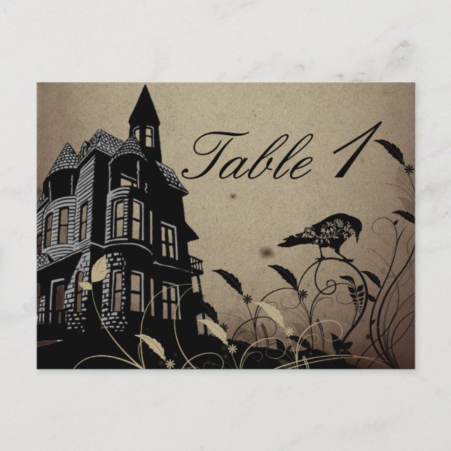 Vintage Gothic House Wedding Table Number Postcard (Front)