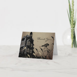 Vintage Gothic House Wedding Thank You Card