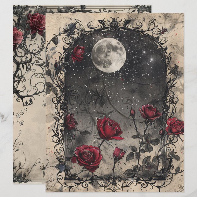 Vintage Gothic Junk Journal Page (Front/Back)