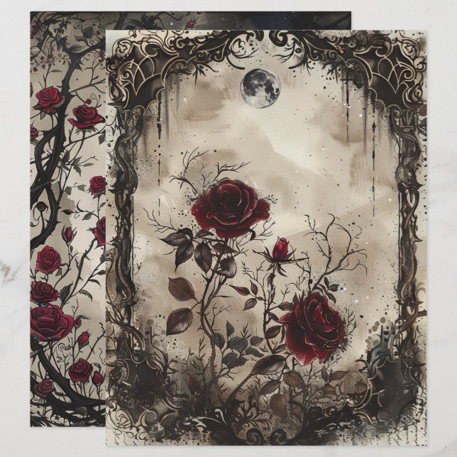 Vintage Gothic Junk Journal Page (Front/Back)