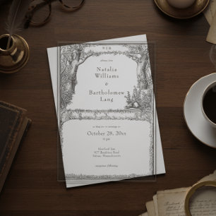 Vintage Gothic Mediaeval Forest Border Wedding Acrylic Invitations