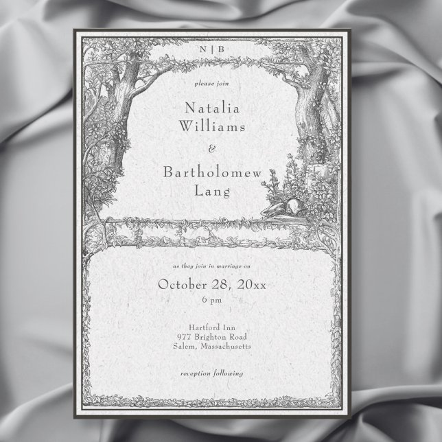 Vintage Gothic Mediaeval Forest Border Wedding Invitation (Creator Uploaded)