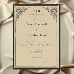 Vintage Gothic Mediaeval Gargoyle Border Wedding Invitation