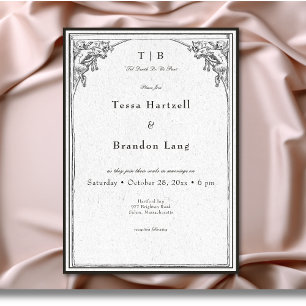 Vintage Gothic Mediaeval Gargoyle Border Wedding Invitation