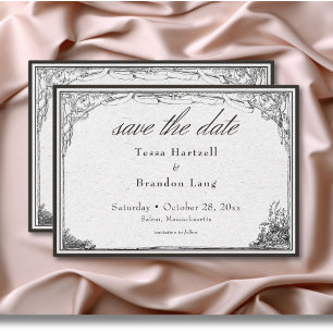 Vintage Gothic Mediaeval Line Border Wedding Save The Date