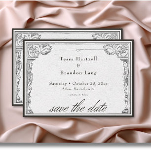 Vintage Gothic Mediaeval Line Border Wedding Save The Date