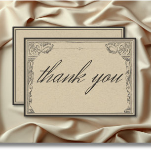 Vintage Gothic Mediaeval Line Border Wedding Thank You Card