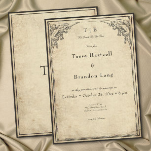 Vintage Gothic Medieval Gargoyle Parchment Wedding Invitation