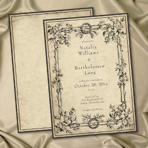 Vintage Gothic Medieval Ivy Parchment Wedding Invitation