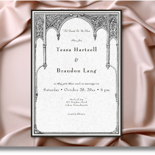 Vintage Gothic Medieval Line Arch Border Wedding Invitation