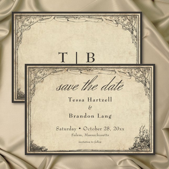 Vintage Gothic Medieval Parchment Wedding Save The Date (Vintage Gothic Medieval Parchment Wedding Save The Date)