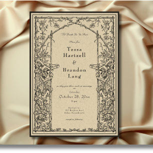 Vintage Gothic Medieval Vine Arch Border Wedding Invitation