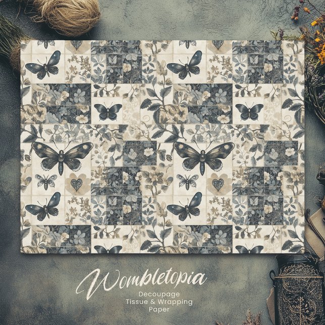 Vintage Gothic Moth Collage Decoupage Tissue Paper (Creator Uploaded)