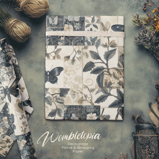 Vintage Gothic Moth Collage Halloween Wrapping Paper (Creator Uploaded)