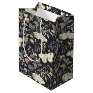 Vintage Gothic Moth Floral Halloween Medium Gift Bag