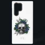 Vintage Gothic Navy Blue Roses Skull Monogram Samsung Galaxy Case<br><div class="desc">Whimsical vintage gothic phone case featuring navy blue roses in a skull.</div>