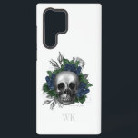 Vintage Gothic Navy Blue Roses Skull Monogram Samsung Galaxy Case<br><div class="desc">Whimsical vintage gothic phone case featuring navy blue roses in a skull.</div>