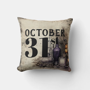 Vintage Gothic October 31 Trick or Treat Halloween Cushion