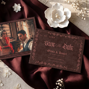 Vintage Gothic Old Money Photo Save the Date Invitation