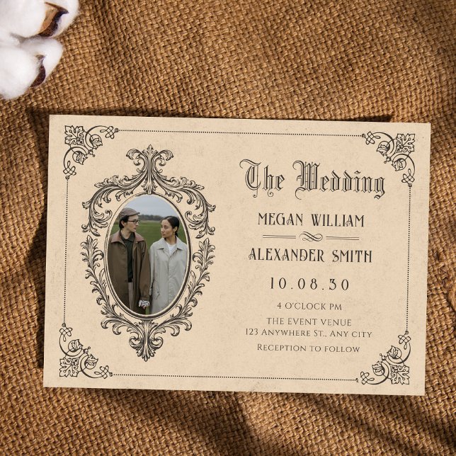 Vintage gothic oldschool photo wedding invitation (Creator Uploaded)