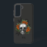 Vintage Gothic Orange Roses Skull Monogram Samsung Galaxy Case<br><div class="desc">Whimsical vintage gothic phone case featuring orange roses in a skull.</div>