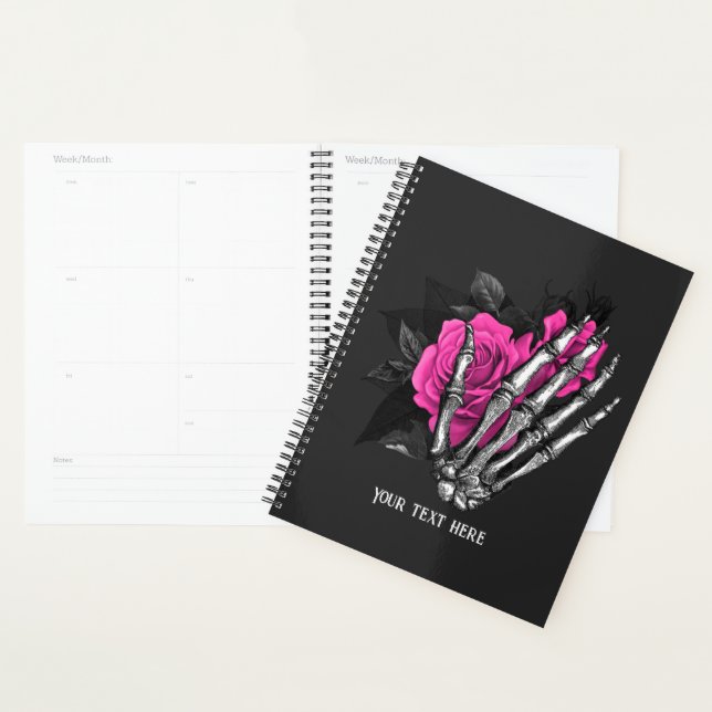 Vintage Gothic Pink Rose Skeleton Personalised  Planner (Display)