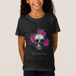Vintage Gothic Pink Rose Skeleton Personalised T-Shirt
