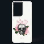 Vintage Gothic Pink Roses Skull Monogram Samsung Galaxy Case<br><div class="desc">Whimsical vintage gothic phone case featuring pink roses in a skull.</div>