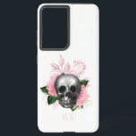Vintage Gothic Pink Roses Skull Monogram Samsung Galaxy Case<br><div class="desc">Whimsical vintage gothic phone case featuring pink roses in a skull.</div>