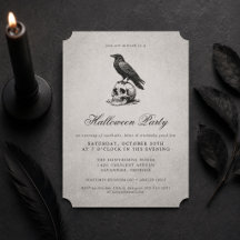 Vintage Gothic Raven and Skull Adult Halloween