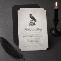 Vintage Gothic Raven and Skull Adult Halloween