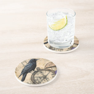 Vintage Gothic Raven Coaster