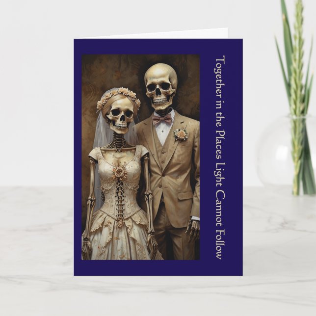 Vintage Gothic Skeleton Couple Valentine  Card (Front)
