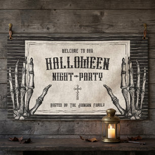 Vintage Gothic Skeleton Halloween Banner