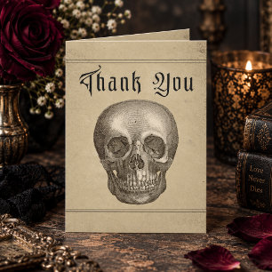 Vintage Gothic Skeleton Halloween Wedding Thank You Card