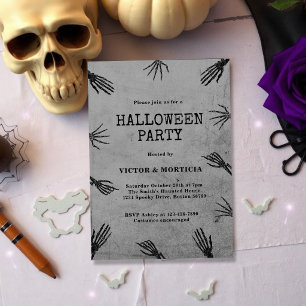 Vintage Gothic Skeleton Hands Halloween Party Invitation
