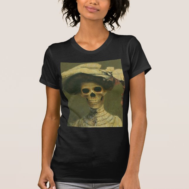 Vintage Gothic Skeleton Lady T-Shirt (Front)