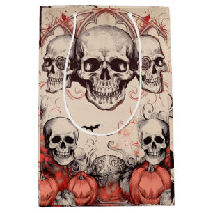 Vintage Gothic Skull Halloween Medium Gift Bag