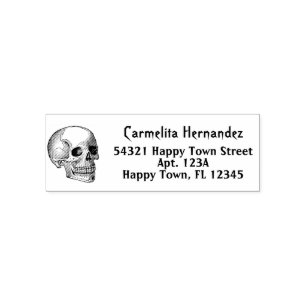 Vintage Gothic Skull Skeleton Return Address Self-inking Stamp