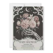 Vintage Gothic Skull Spooky Halloween Baby Shower